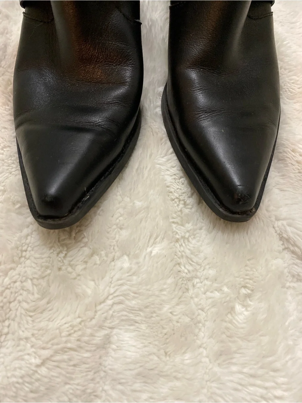 Zara Black Leather Studded Ankle Boots with Buckle Straps Size 8.5 (39)
